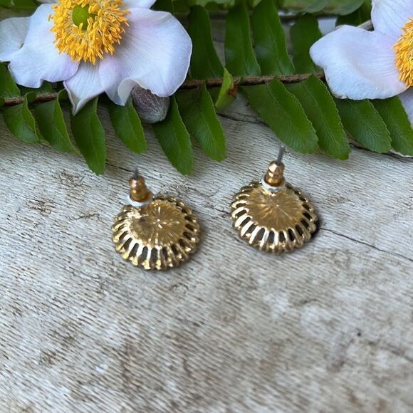 TURQUOISE AND CRYSTAL ROUND EARRINGS - Picture 3 of 4